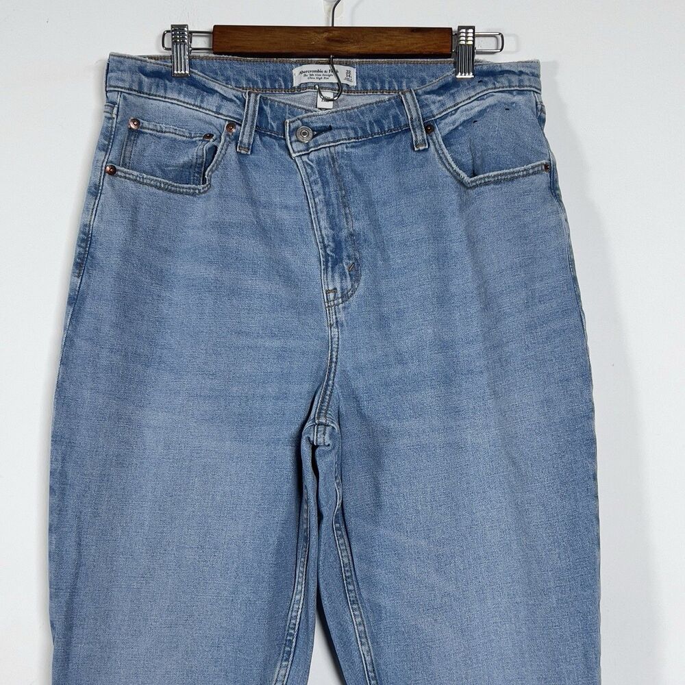 Abercrombie & Fitch The 90s Straight Ultra High Rise Jeans  Sz 32/14 Crossover - Picture 3 of 15